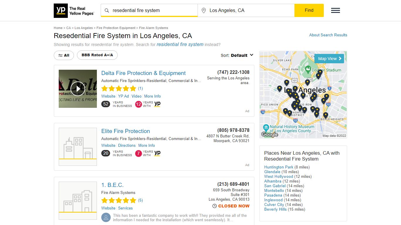 Resedential Fire System in Los Angeles, CA - yellowpages.com