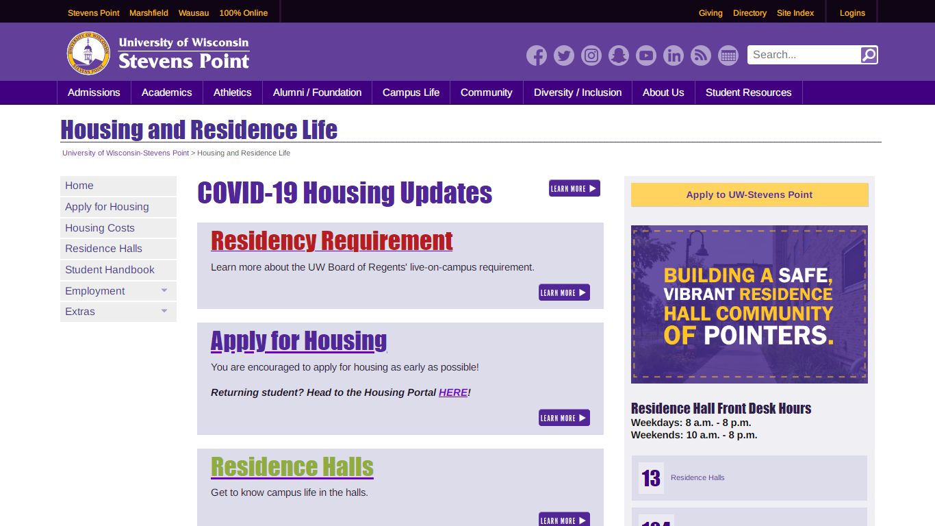 Residential Living - Housing and Residence Life | UWSP